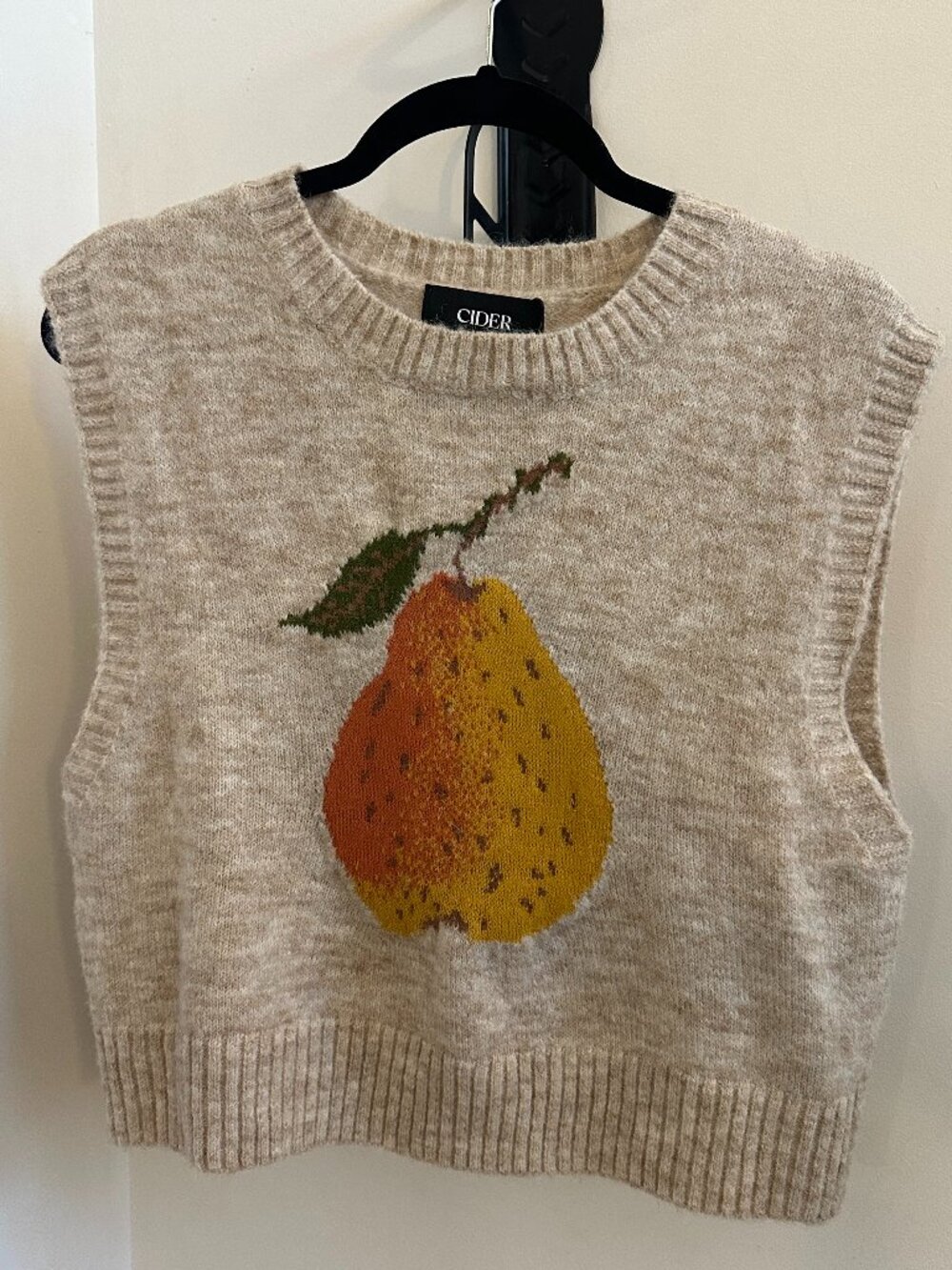 NWT Cider Pear Graphic Sweater Vest Soft Knit Cottagecore Size S jumper